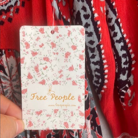 new with tag Free people size Large boho Bohemia Red Patterned woman's Dress - Picture 11 of 14